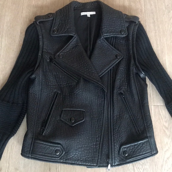 Rebecca Minkoff Jackets & Blazers - Rebecca Minkoff Cicely Knit Sleeve Moto Jacket.